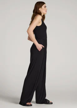 Jersey Tank Wide-Leg Jumpsuit with Pockets for Tall Women