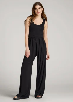 Jersey Tank Wide-Leg Jumpsuit with Pockets for Tall Women