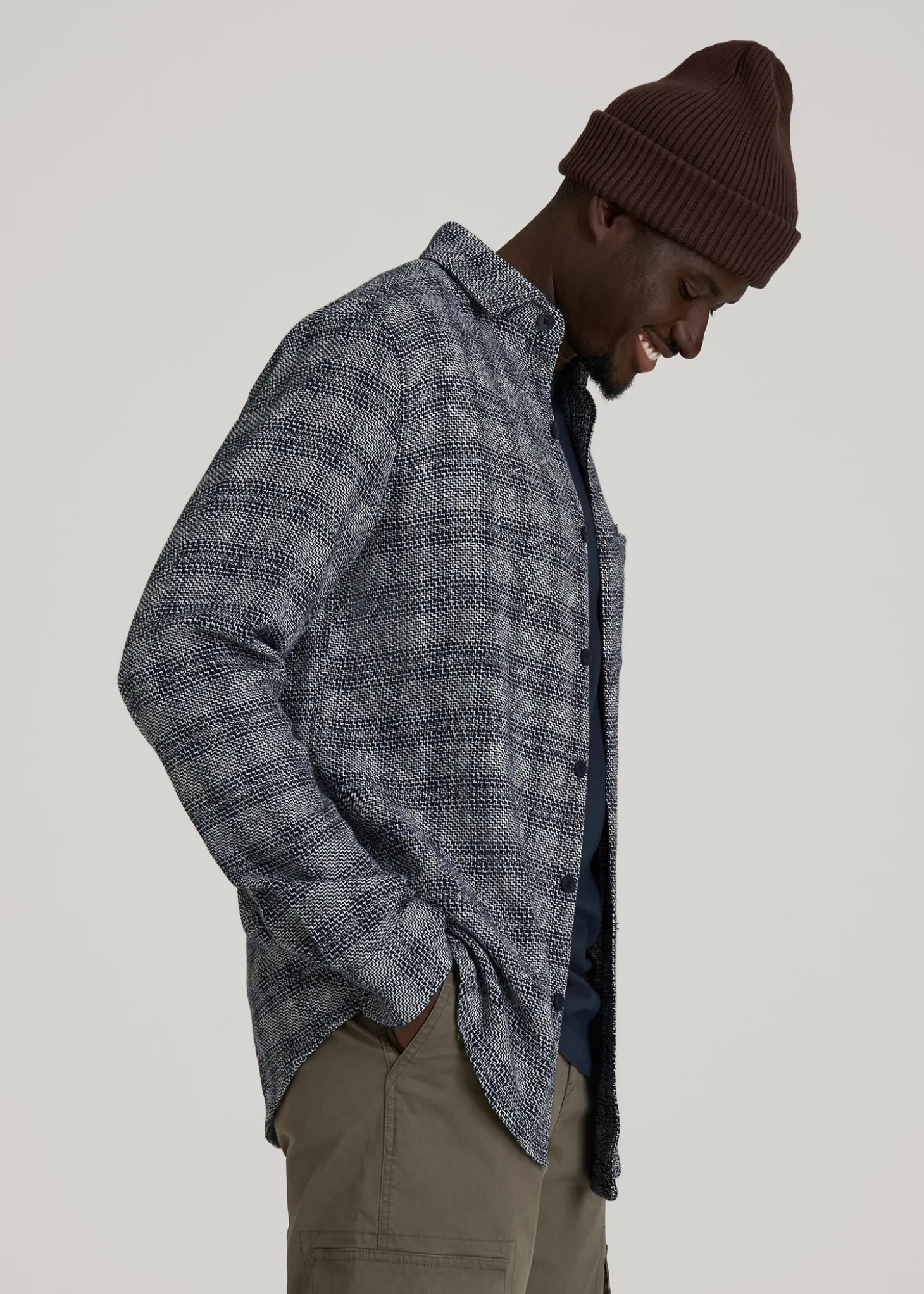 Lightweight Woven Overshirt for Tall Men