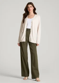 Linen Blend Knit Cardigan for Tall Women