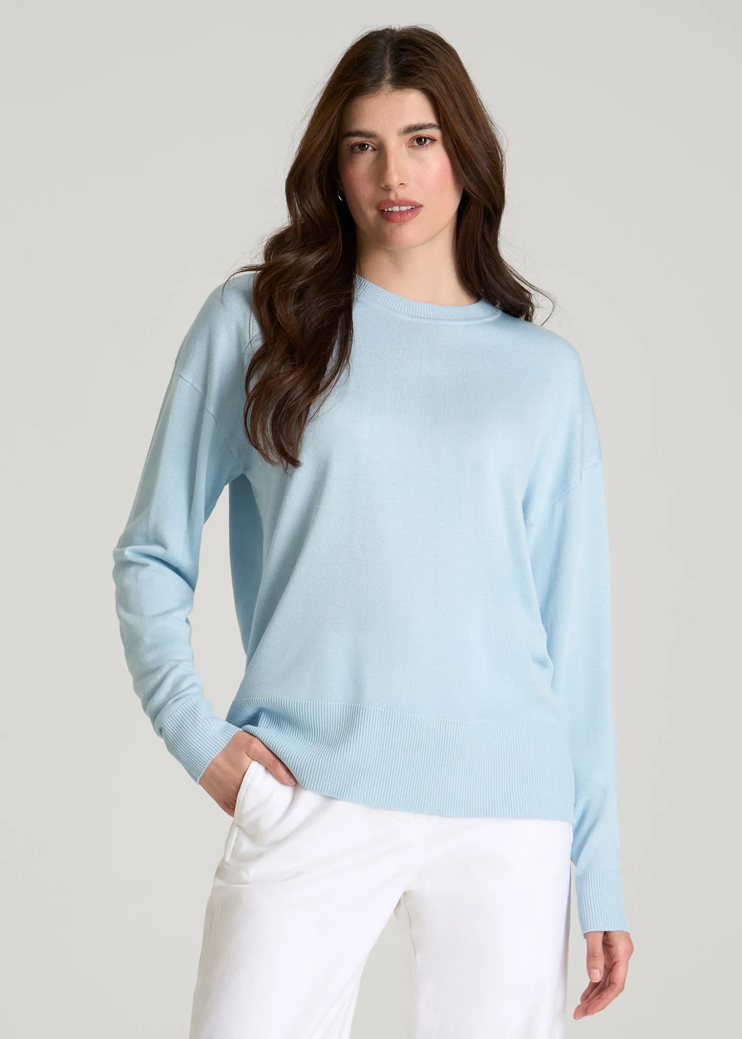Linen Blend Knit Crewneck for Tall Women