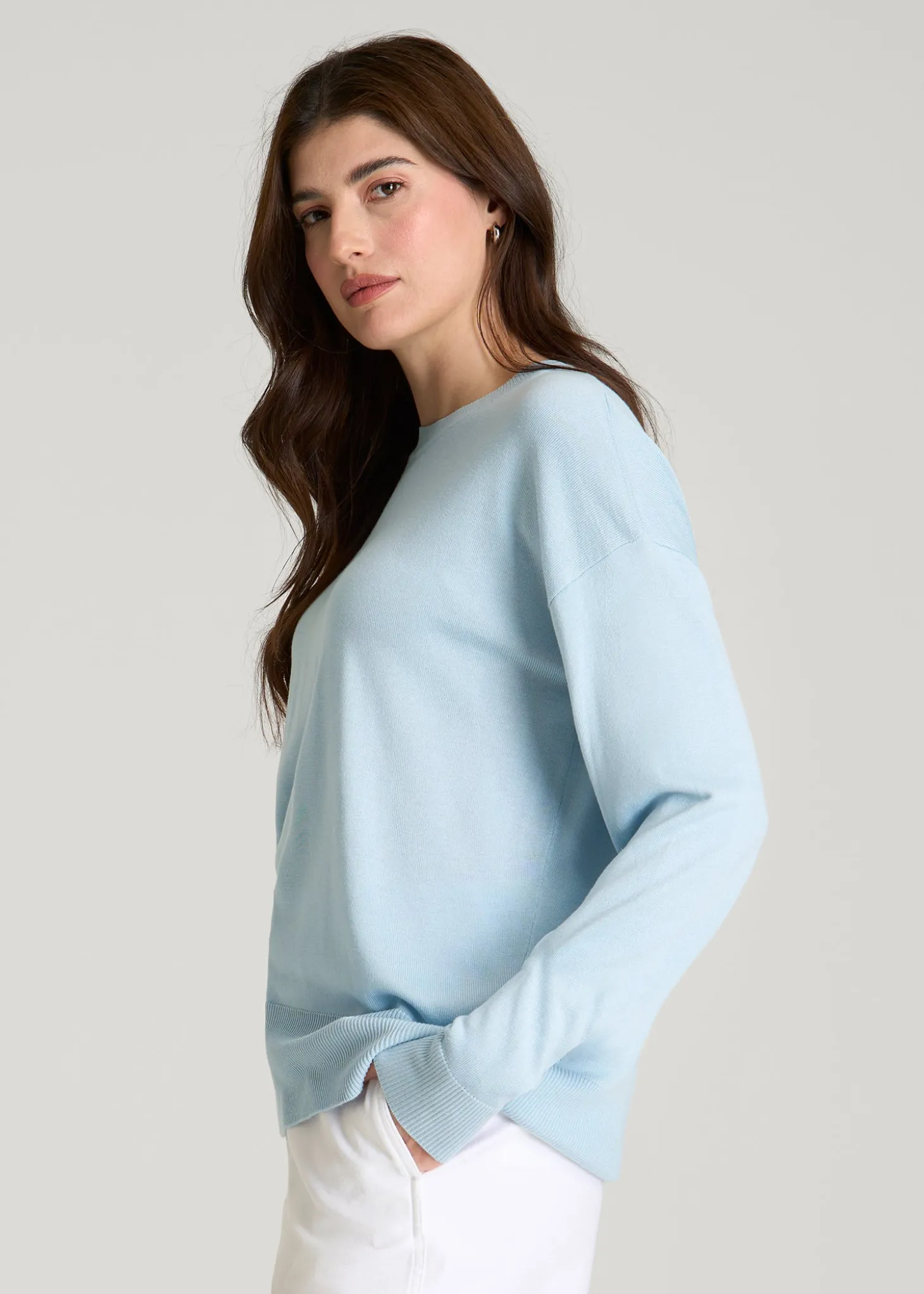 Linen Blend Knit Crewneck for Tall Women