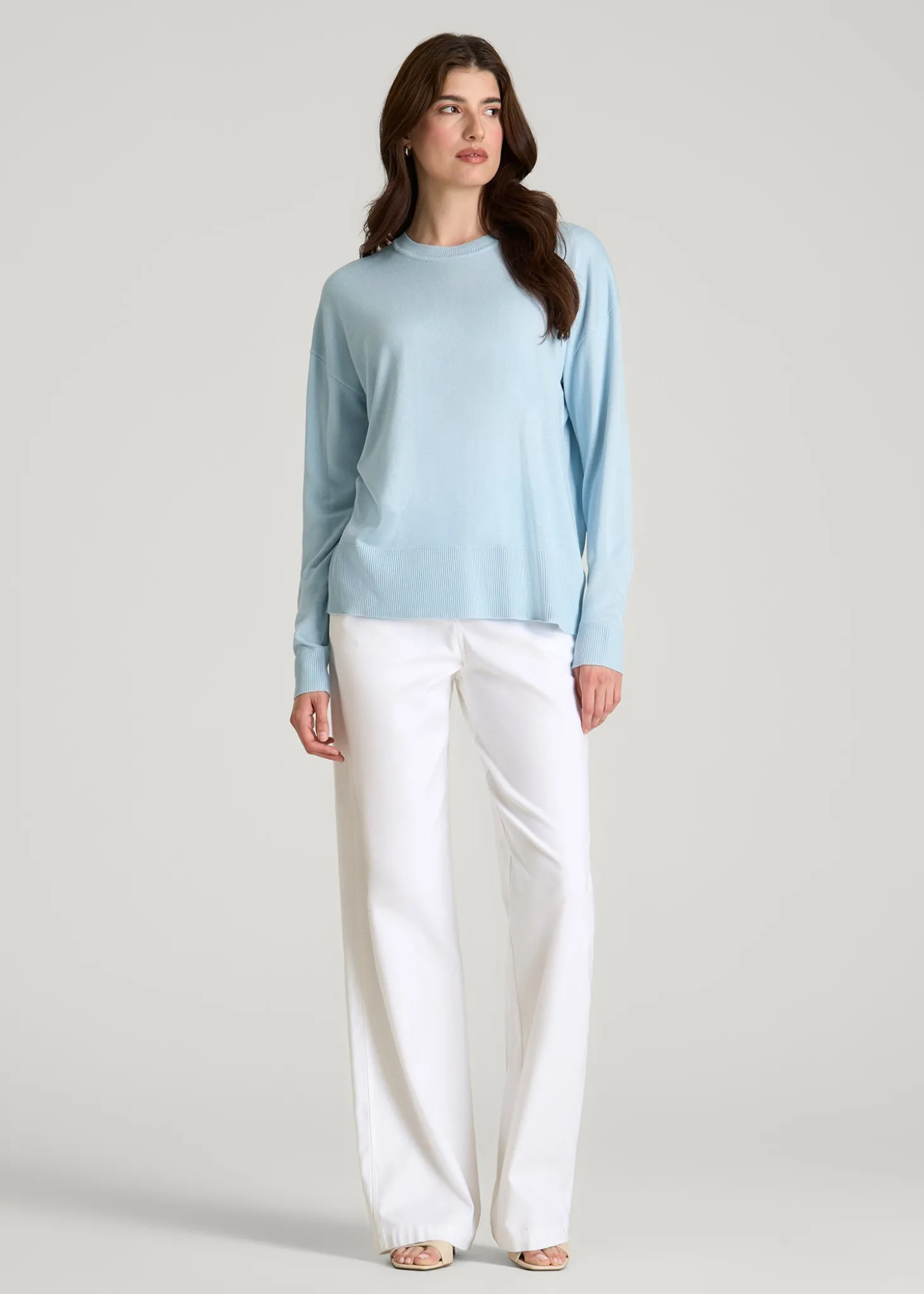 Linen Blend Knit Crewneck for Tall Women