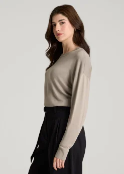 Linen Blend Knit Crewneck for Tall Women