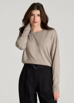 Linen Blend Knit Crewneck for Tall Women