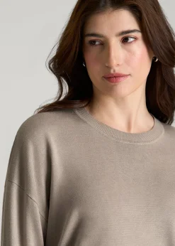 Linen Blend Knit Crewneck for Tall Women