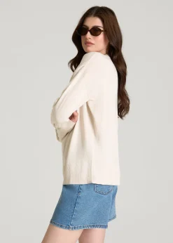Linen Blend Knit Crewneck for Tall Women