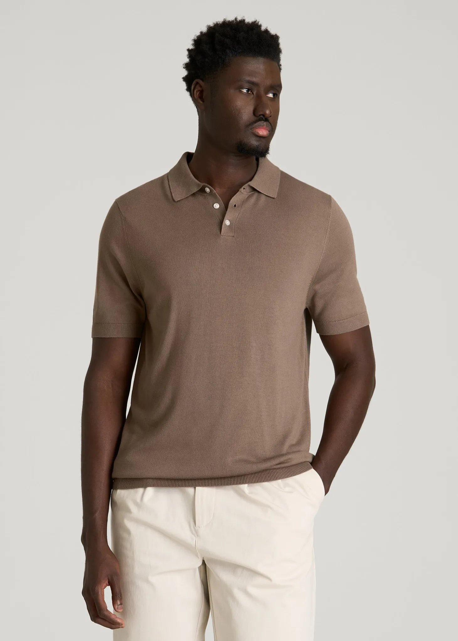Linen Blend Knit Polo for Tall Men