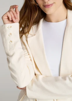 Linen Blend Tie Back Blazer For Tall Women
