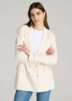 Linen Blend Tie Back Blazer For Tall Women
