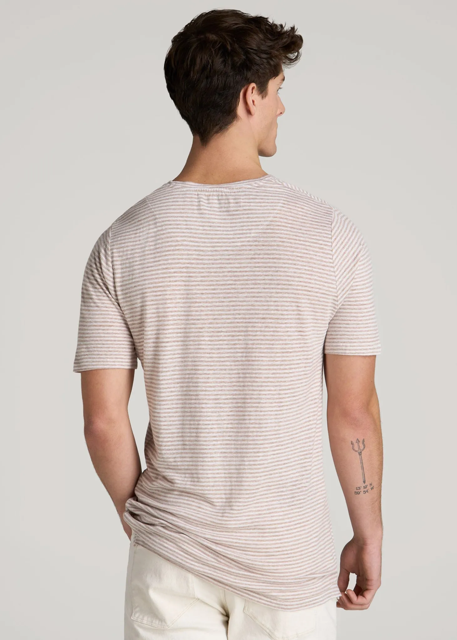 Linen Crewneck T-Shirt for Tall Men