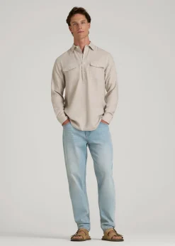 Linen Popover Shirt for Tall Men