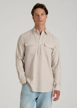 Linen Popover Shirt for Tall Men