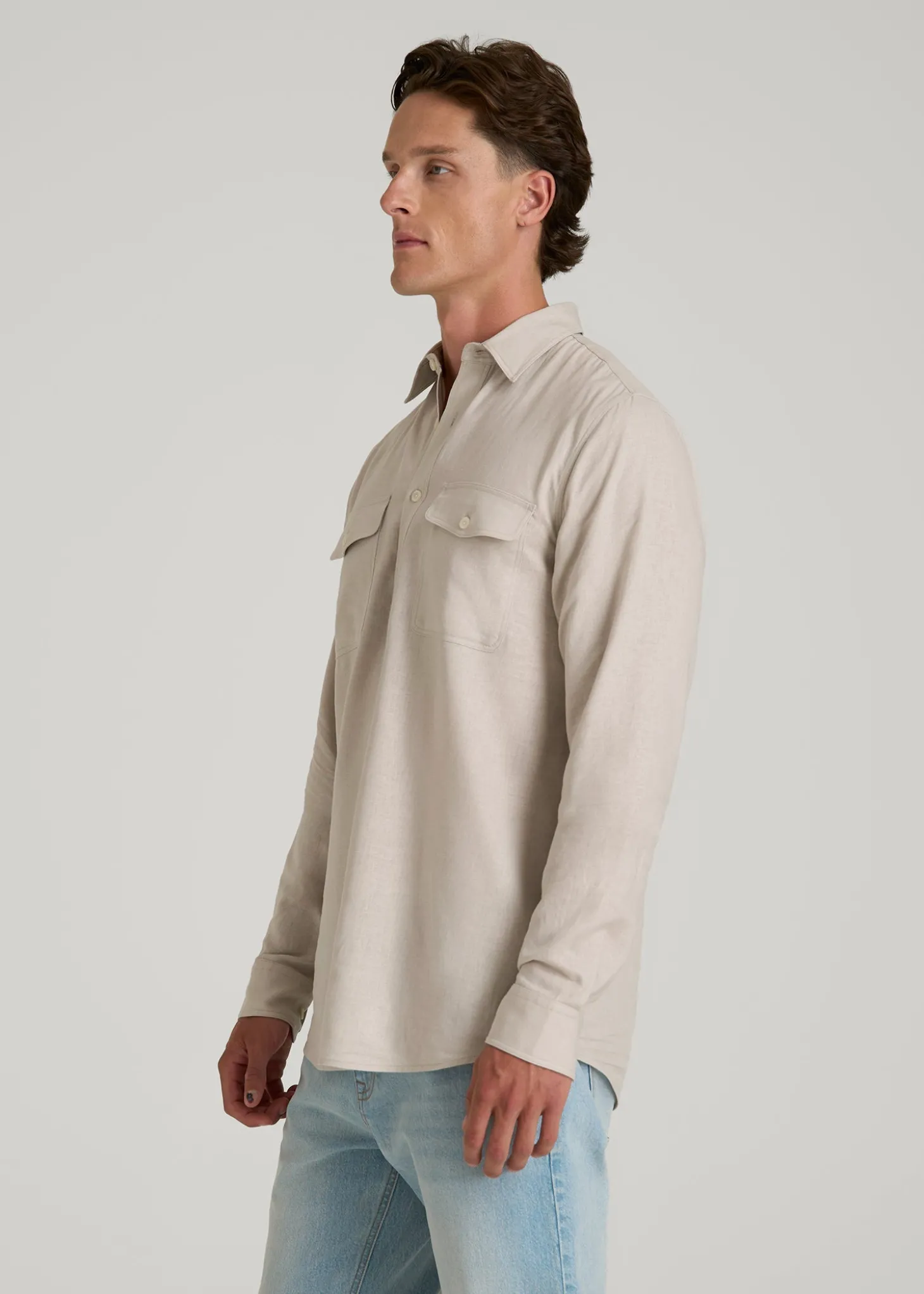 Linen Popover Shirt for Tall Men
