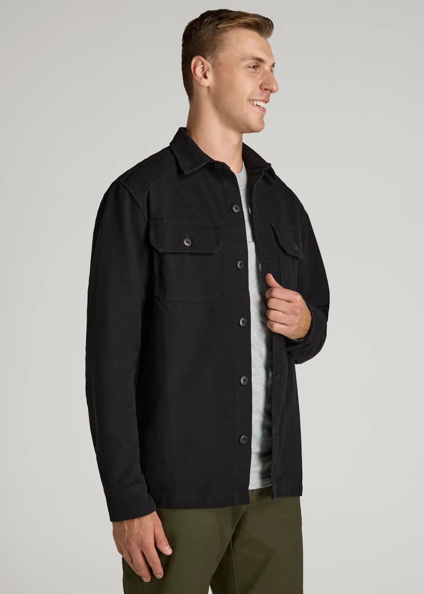 LJ&S Canvas Shirt Jacket for Tall Men