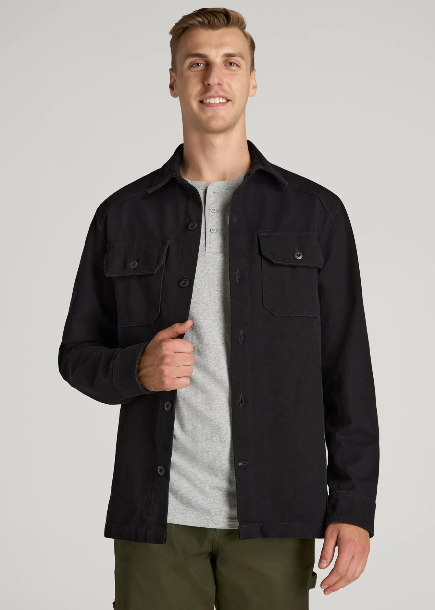 LJ&S Canvas Shirt Jacket for Tall Men
