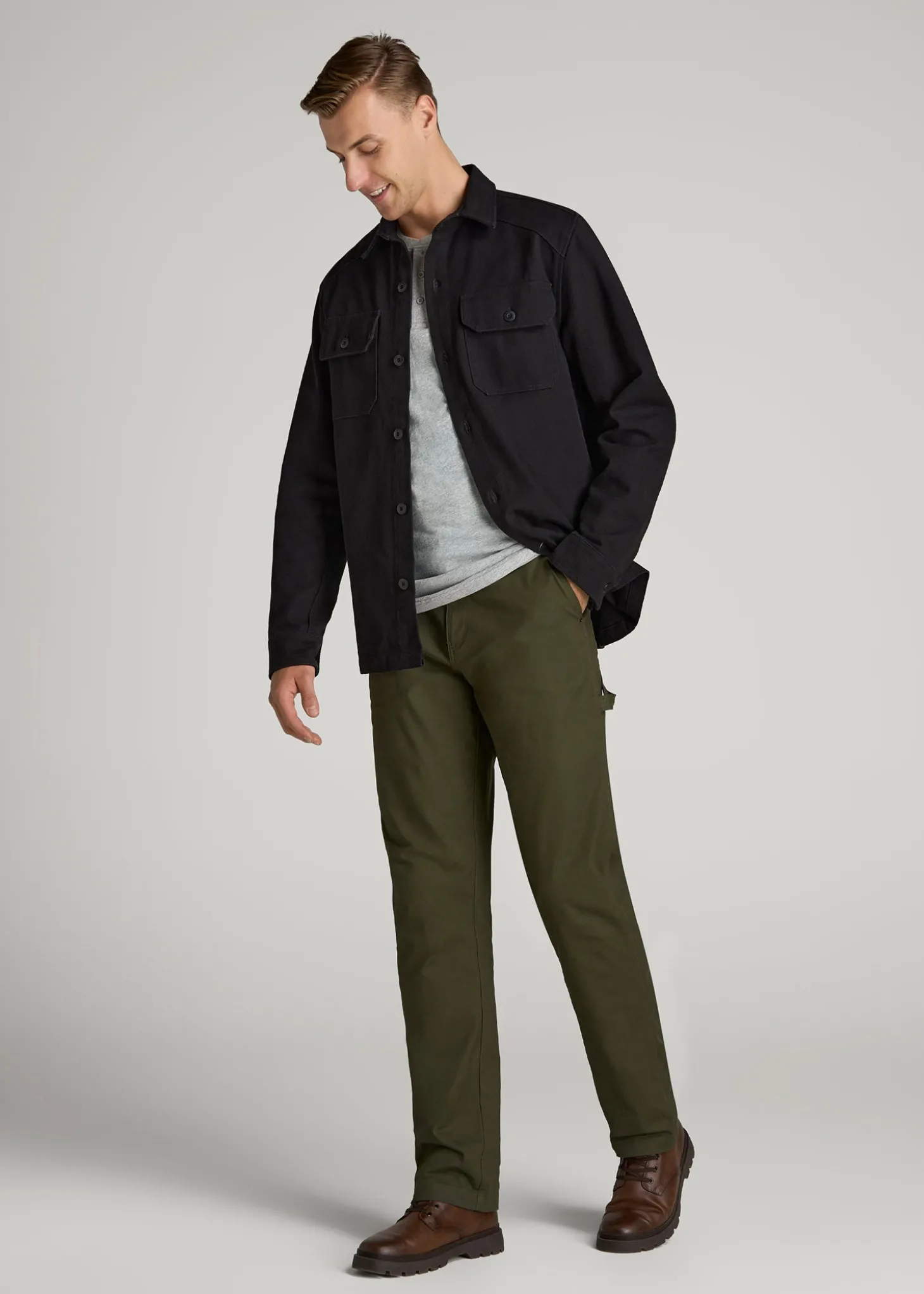 LJ&S Canvas Shirt Jacket for Tall Men