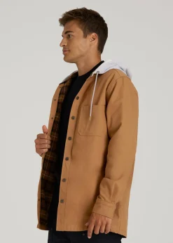 LJ&S Flannel-Lined Canvas Shirt Jacket for Tall Men