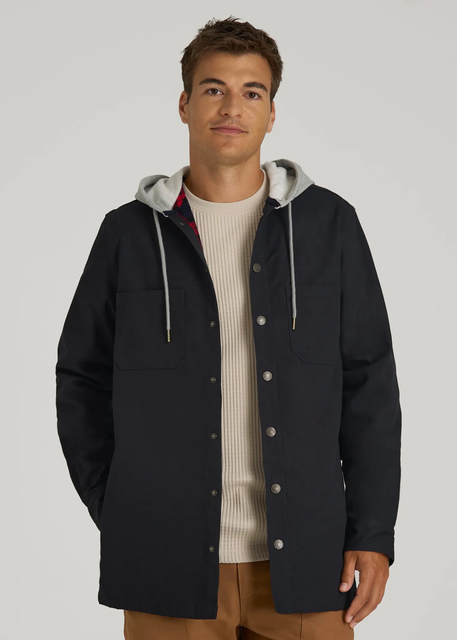 LJ&S Flannel-Lined Canvas Shirt Jacket for Tall Men