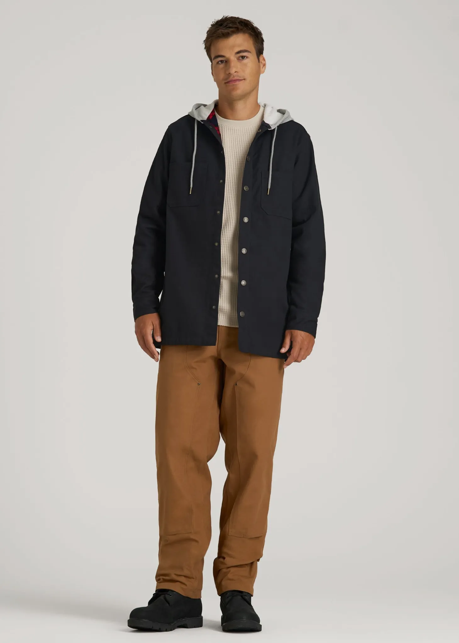 LJ&S Flannel-Lined Canvas Shirt Jacket for Tall Men