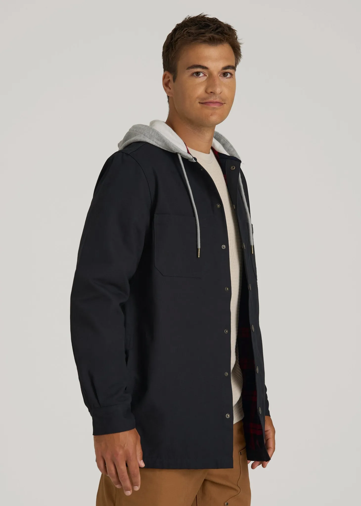 LJ&S Flannel-Lined Canvas Shirt Jacket for Tall Men