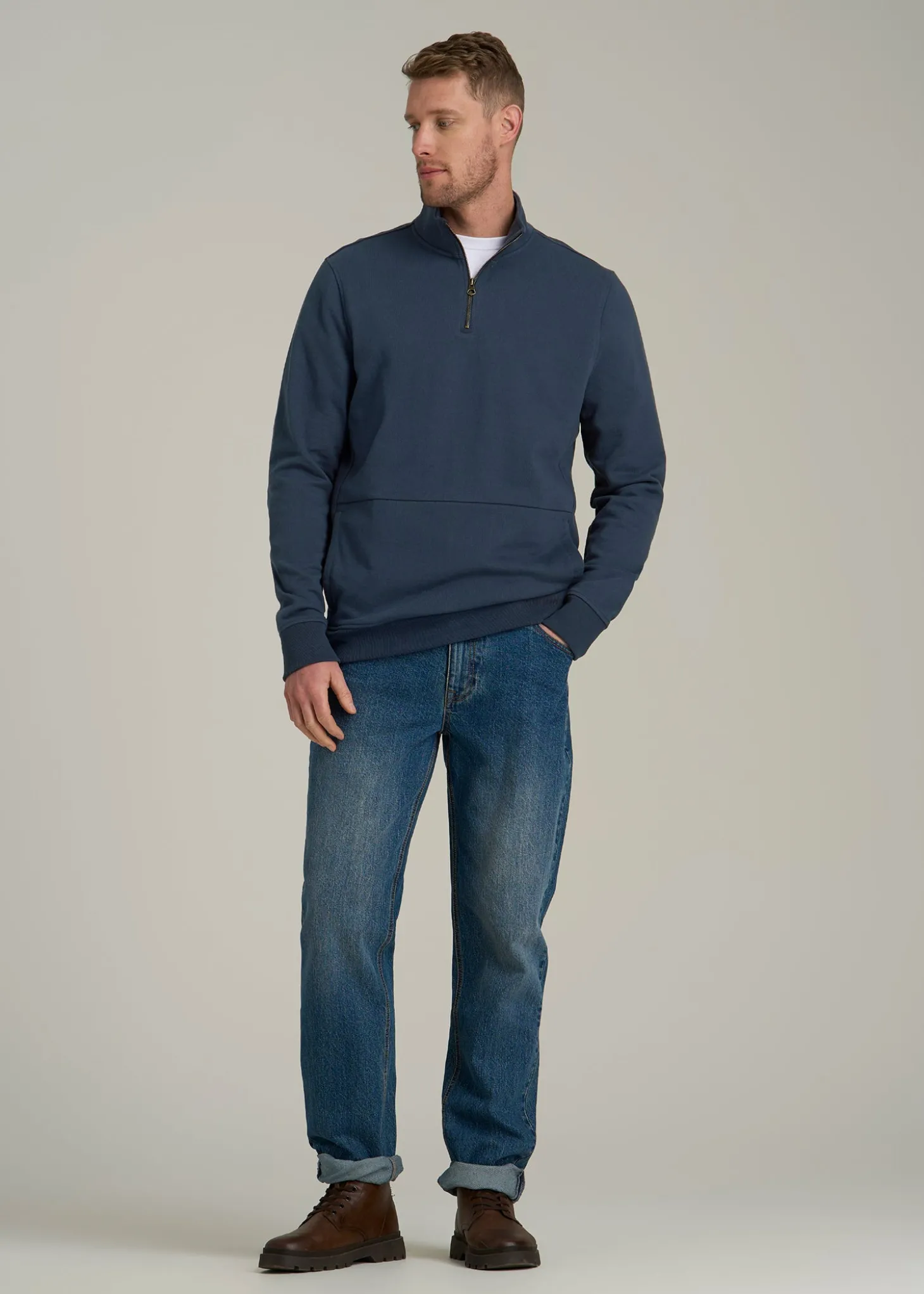 LJ&S Heavyweight Quarter-Zip Pullover for Tall Men