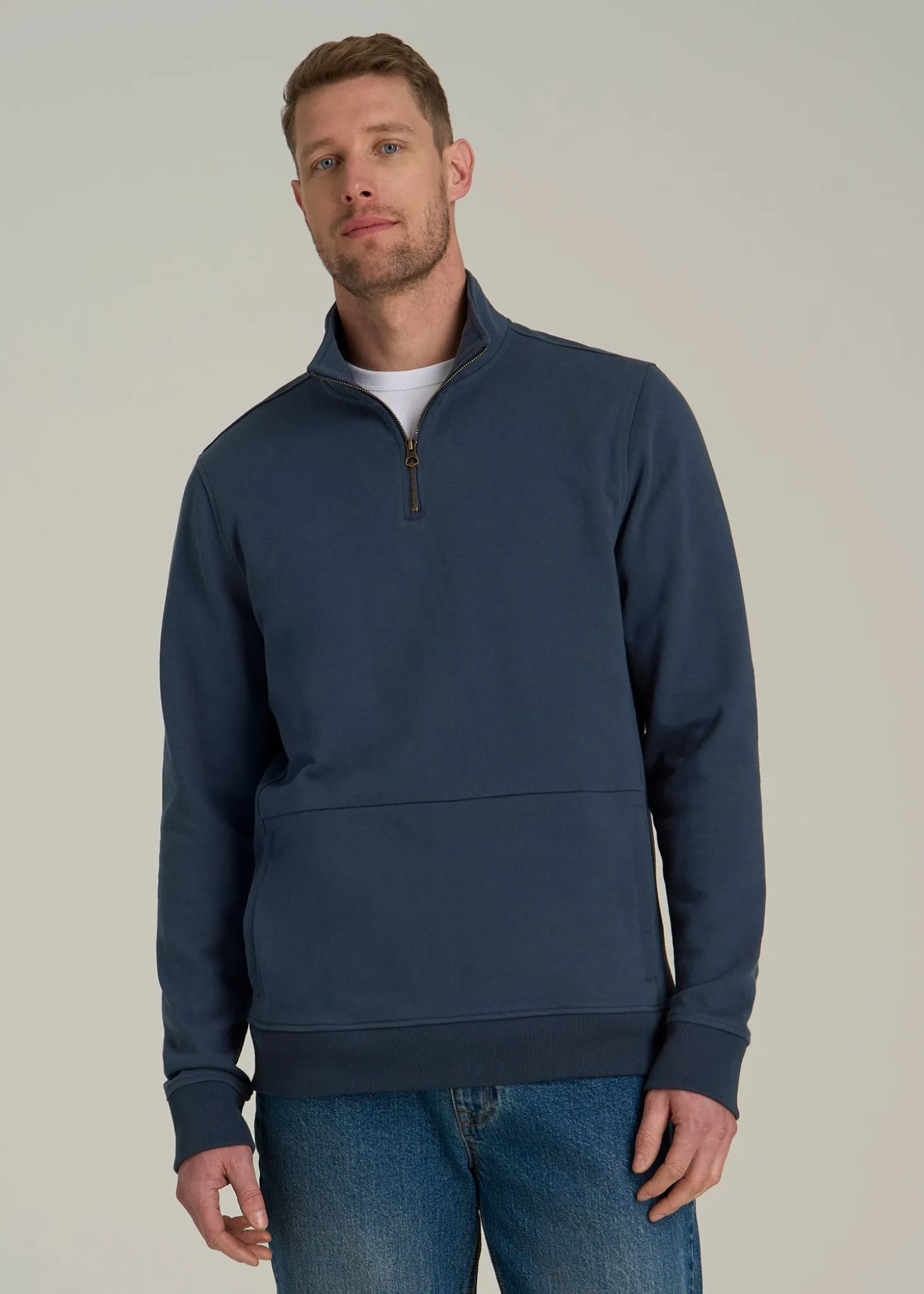 LJ&S Heavyweight Quarter-Zip Pullover for Tall Men