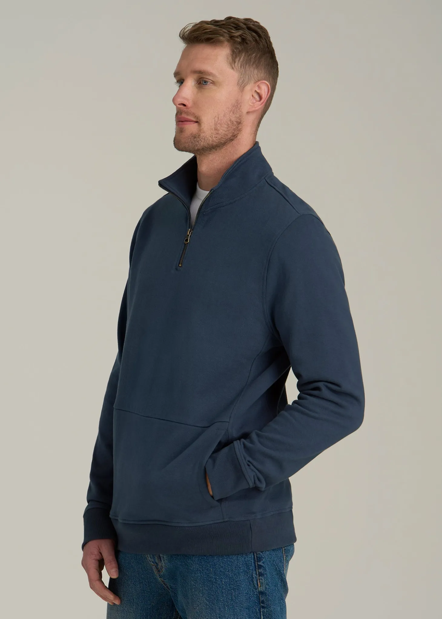 LJ&S Heavyweight Quarter-Zip Pullover for Tall Men