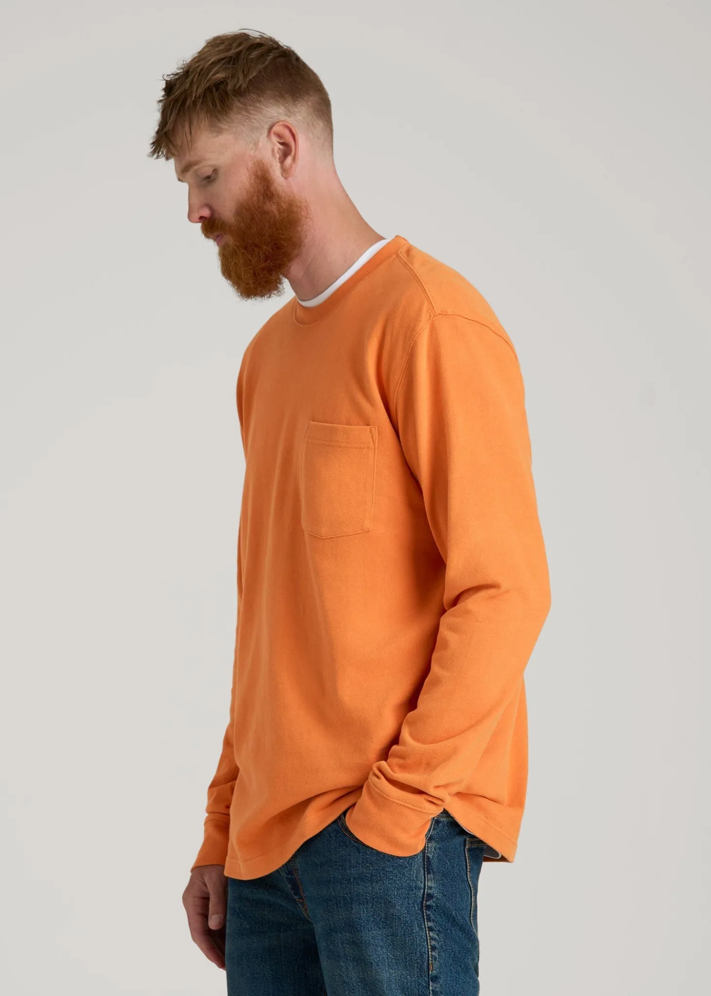 LJ&S Long Sleeve Workwear Pocket Tee for Tall Men