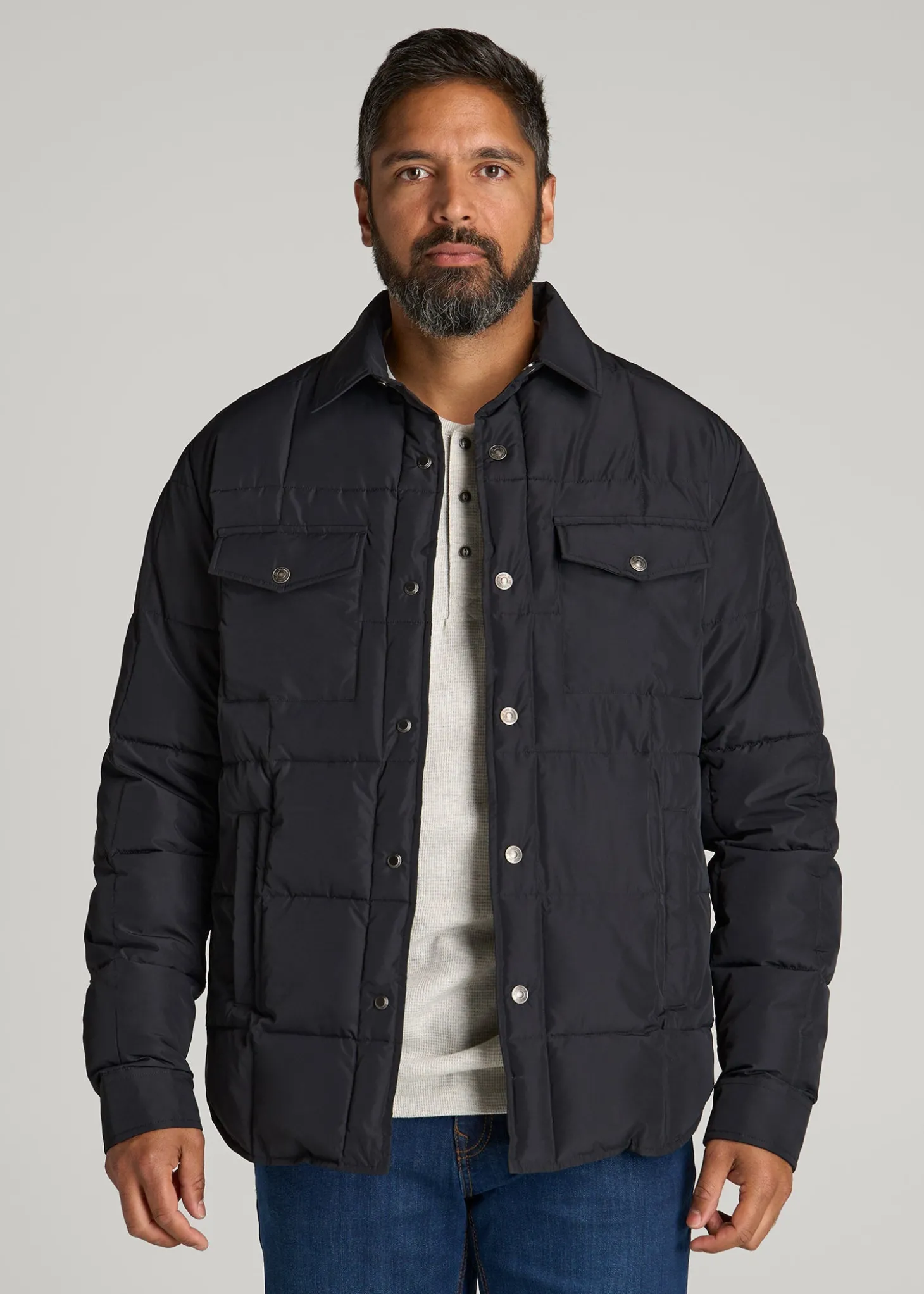 LJ&S Puffer Shirt Jacket for Tall Men