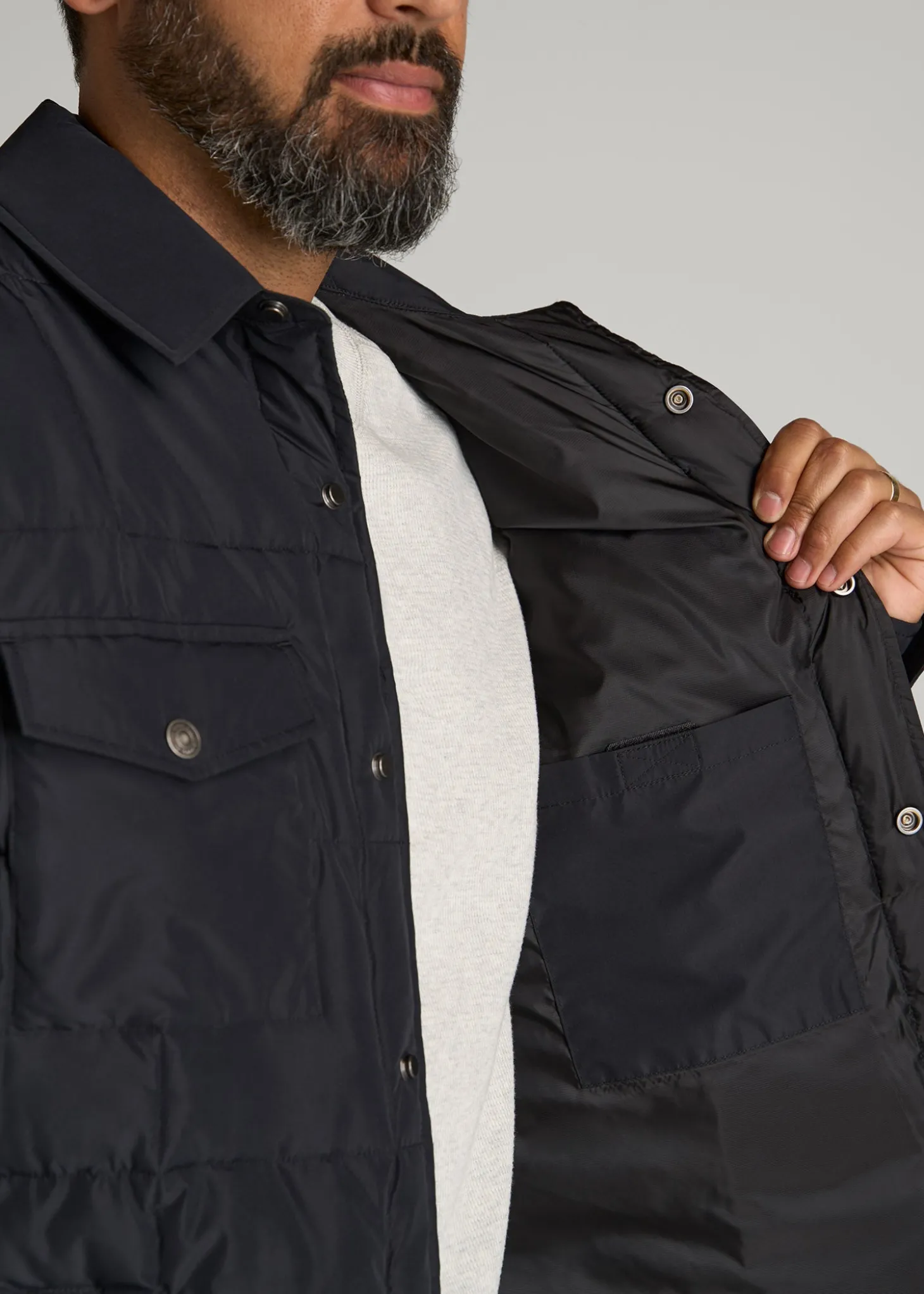 LJ&S Puffer Shirt Jacket for Tall Men