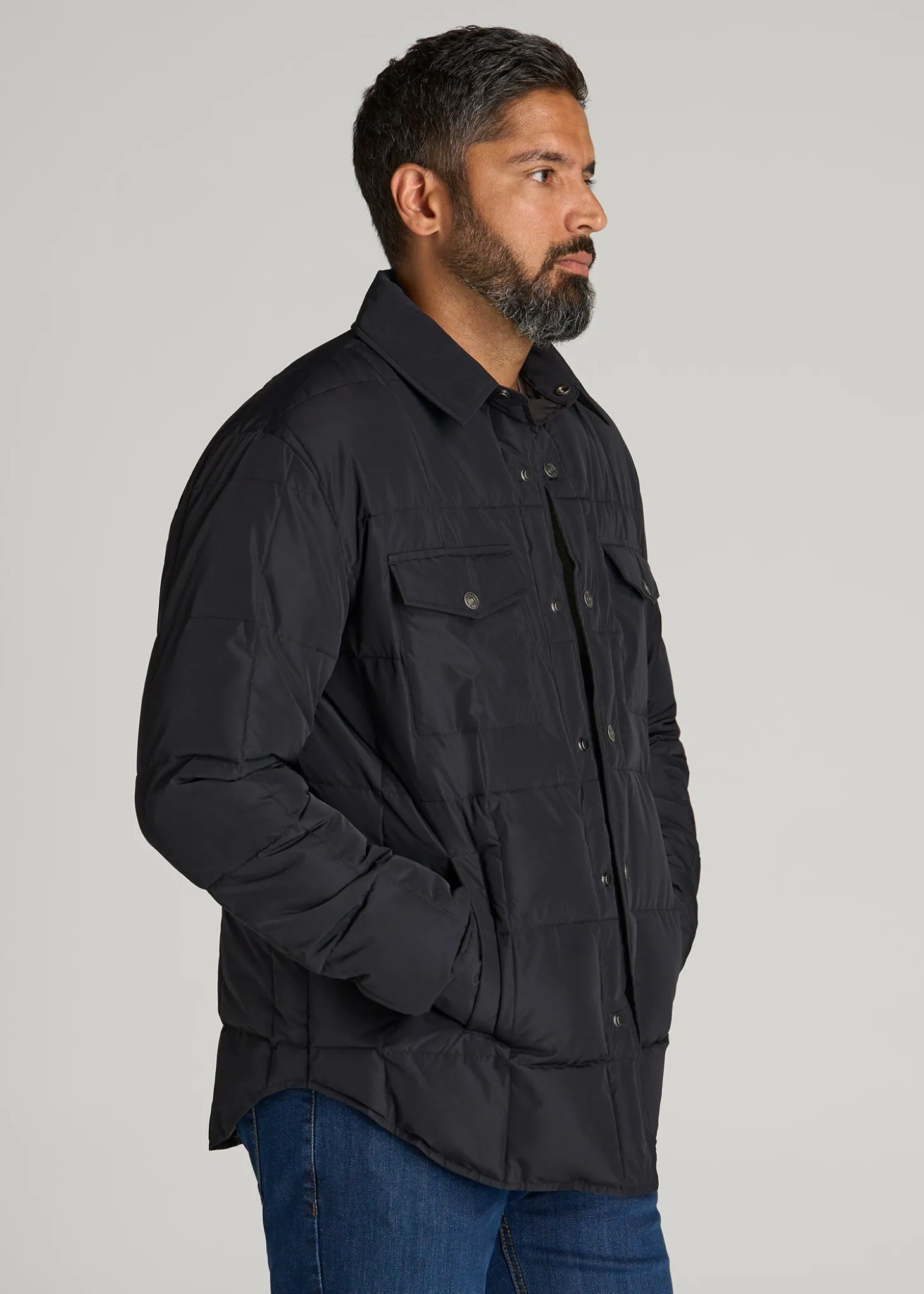 LJ&S Puffer Shirt Jacket for Tall Men