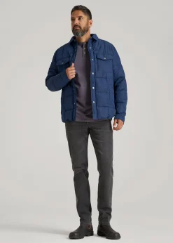 LJ&S Puffer Shirt Jacket for Tall Men
