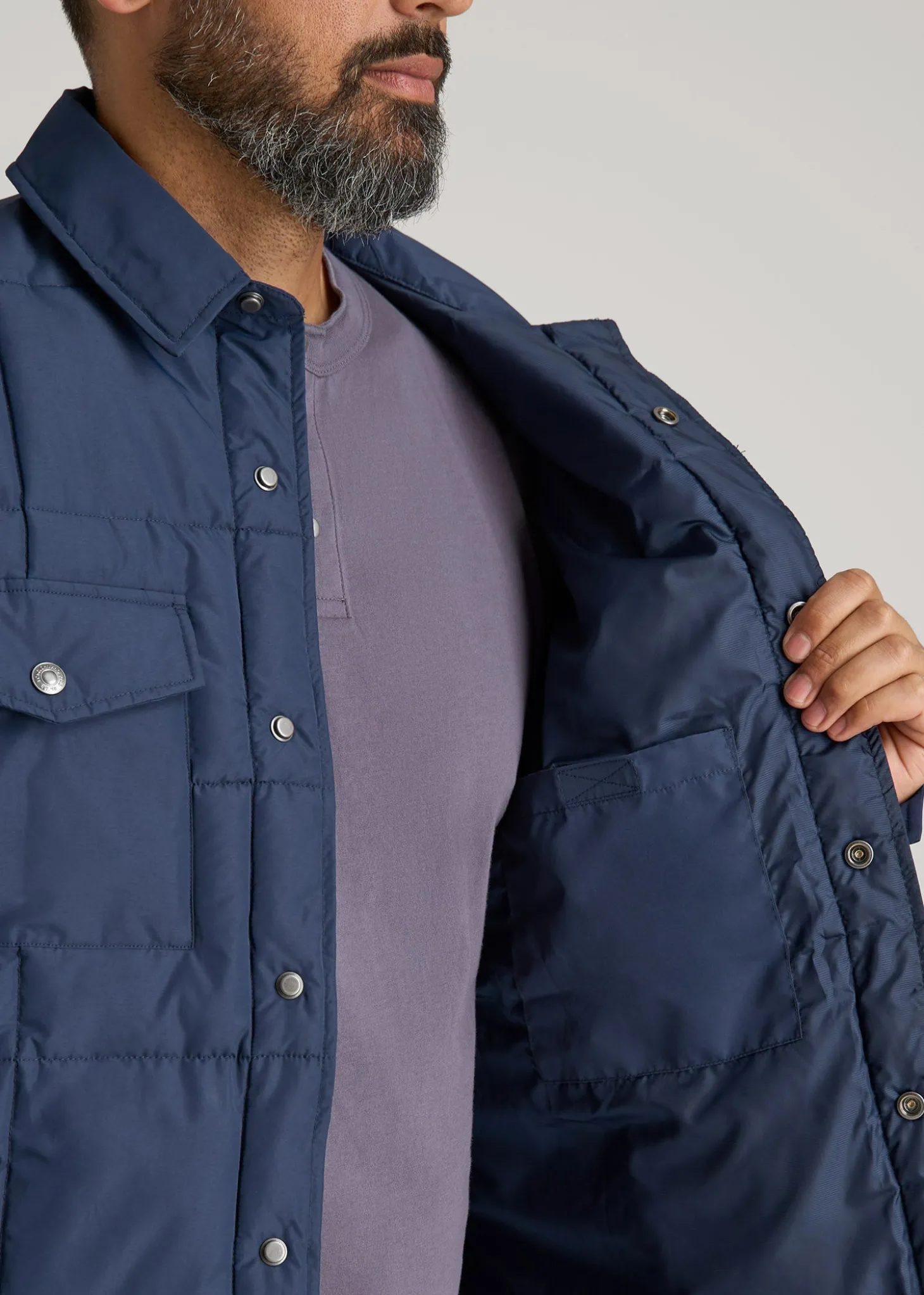 LJ&S Puffer Shirt Jacket for Tall Men