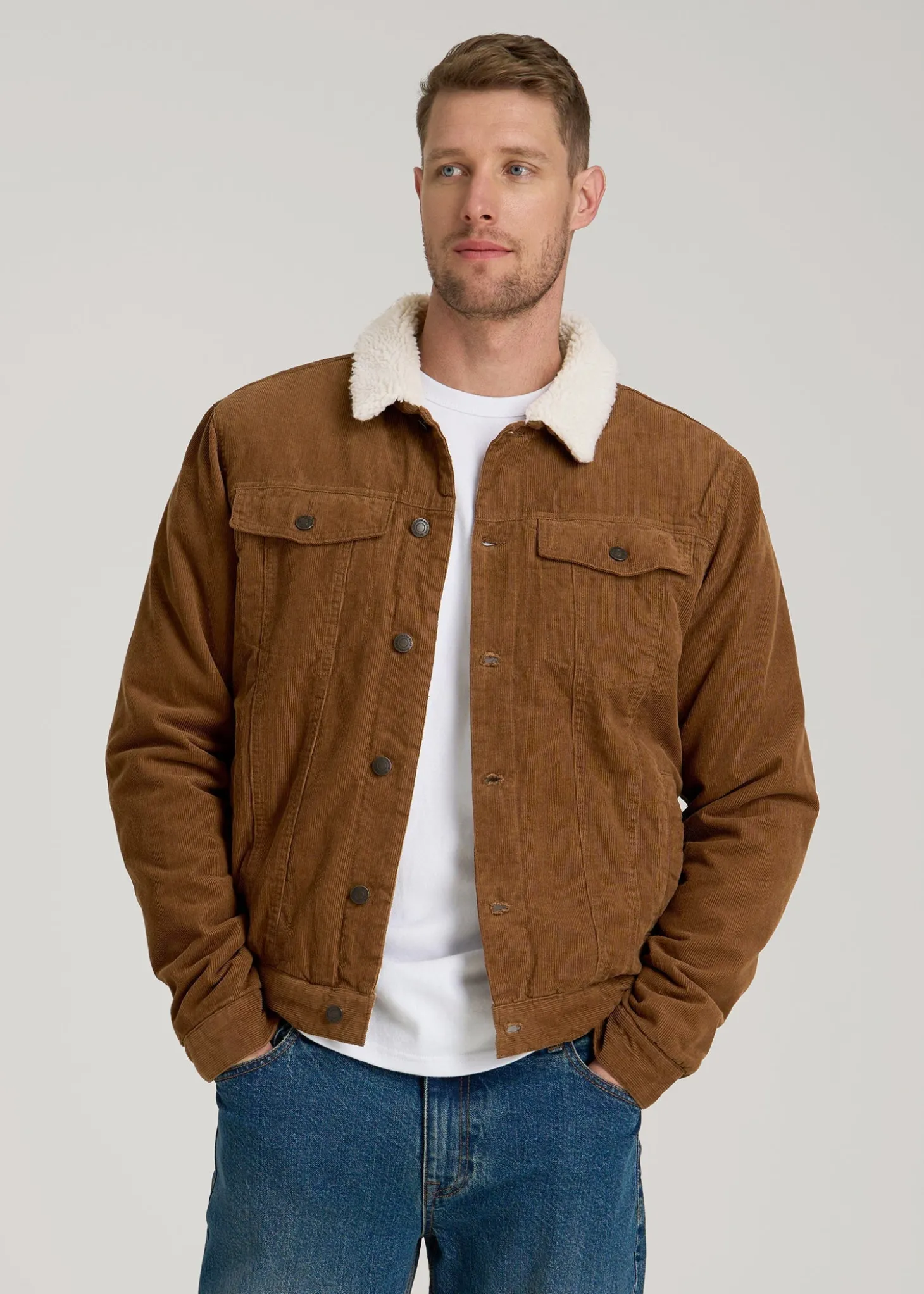 LJ&S Sherpa Corduroy Trucker Jacket for Tall Men