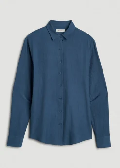 Long Sleeve Crinkle Blouse for Tall Women