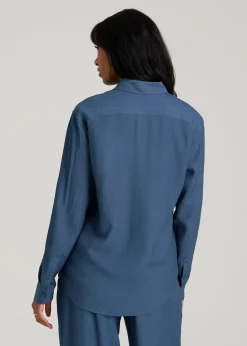 Long Sleeve Crinkle Blouse for Tall Women