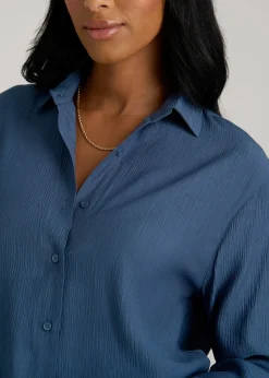Long Sleeve Crinkle Blouse for Tall Women