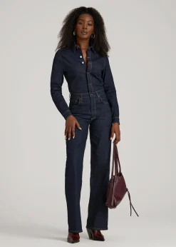 Long Sleeve Denim Jumpsuit for Tall Women