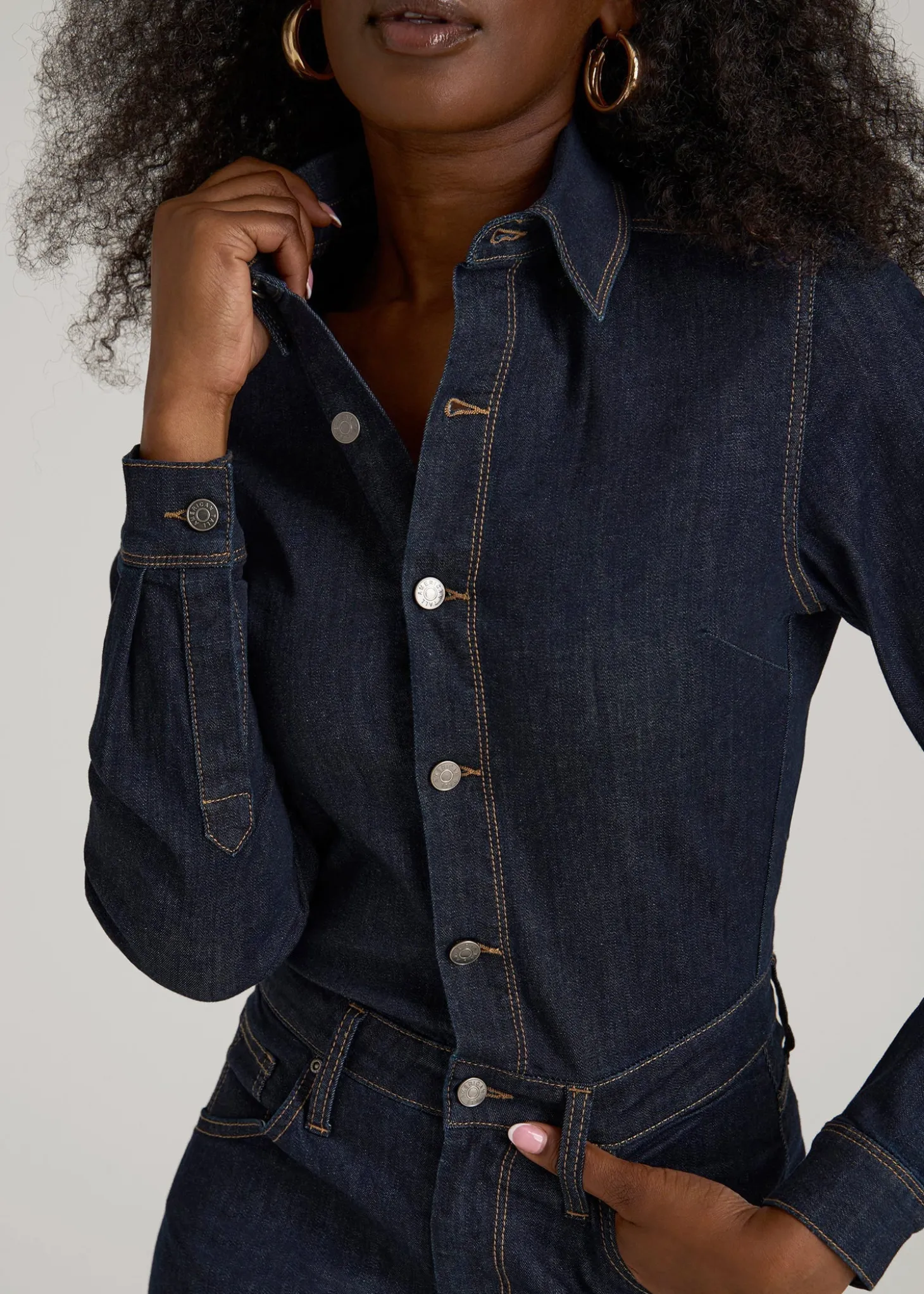 Long Sleeve Denim Jumpsuit for Tall Women