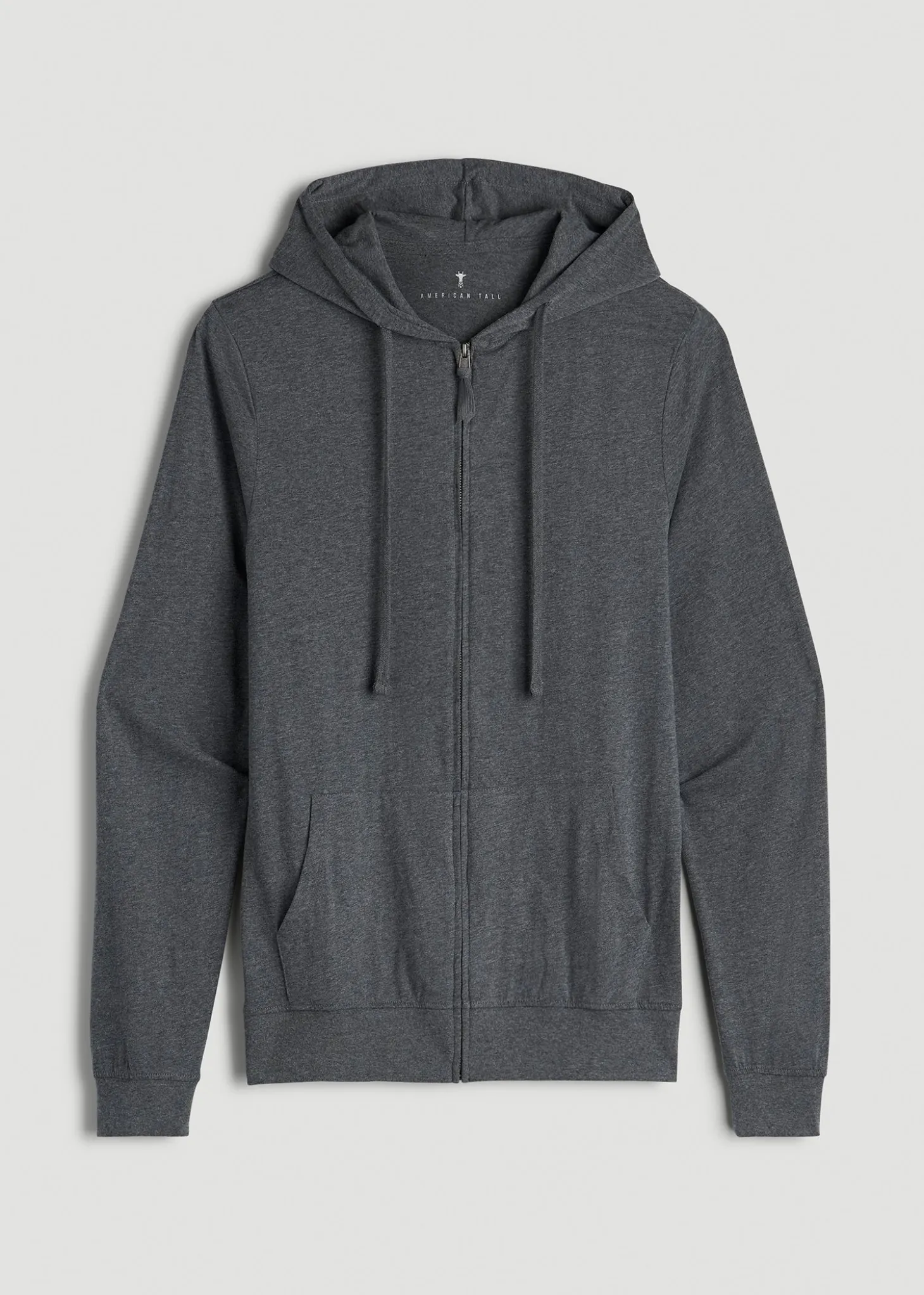 Long Sleeve Full Zip Jersey Hoodie for Tall Men