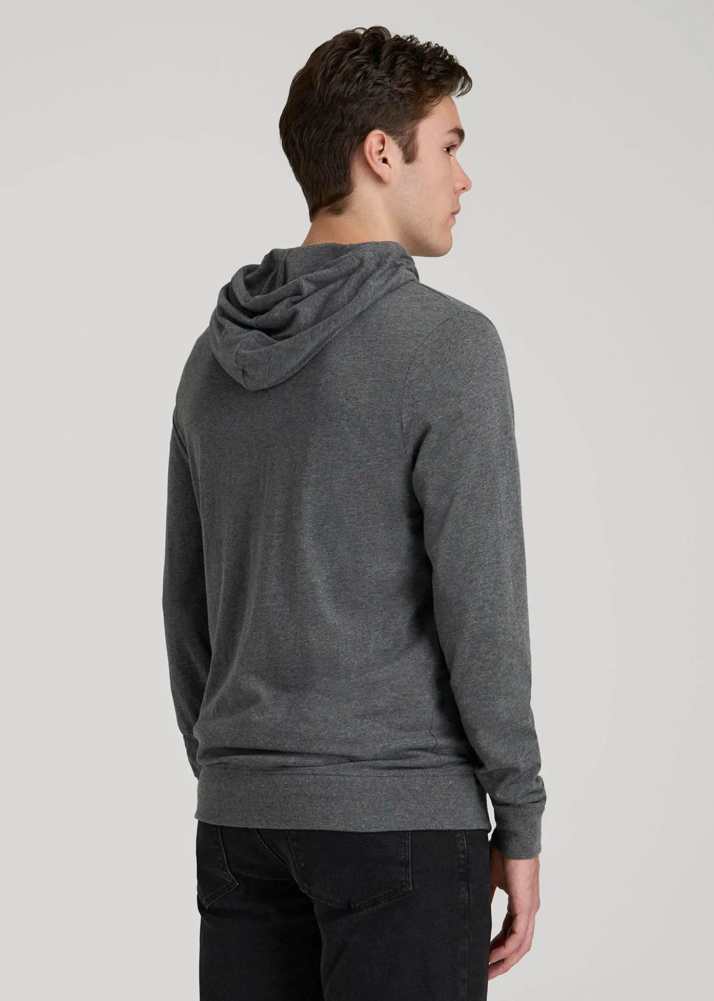 Long Sleeve Full Zip Jersey Hoodie for Tall Men