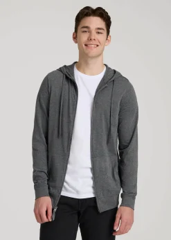 Long Sleeve Full Zip Jersey Hoodie for Tall Men