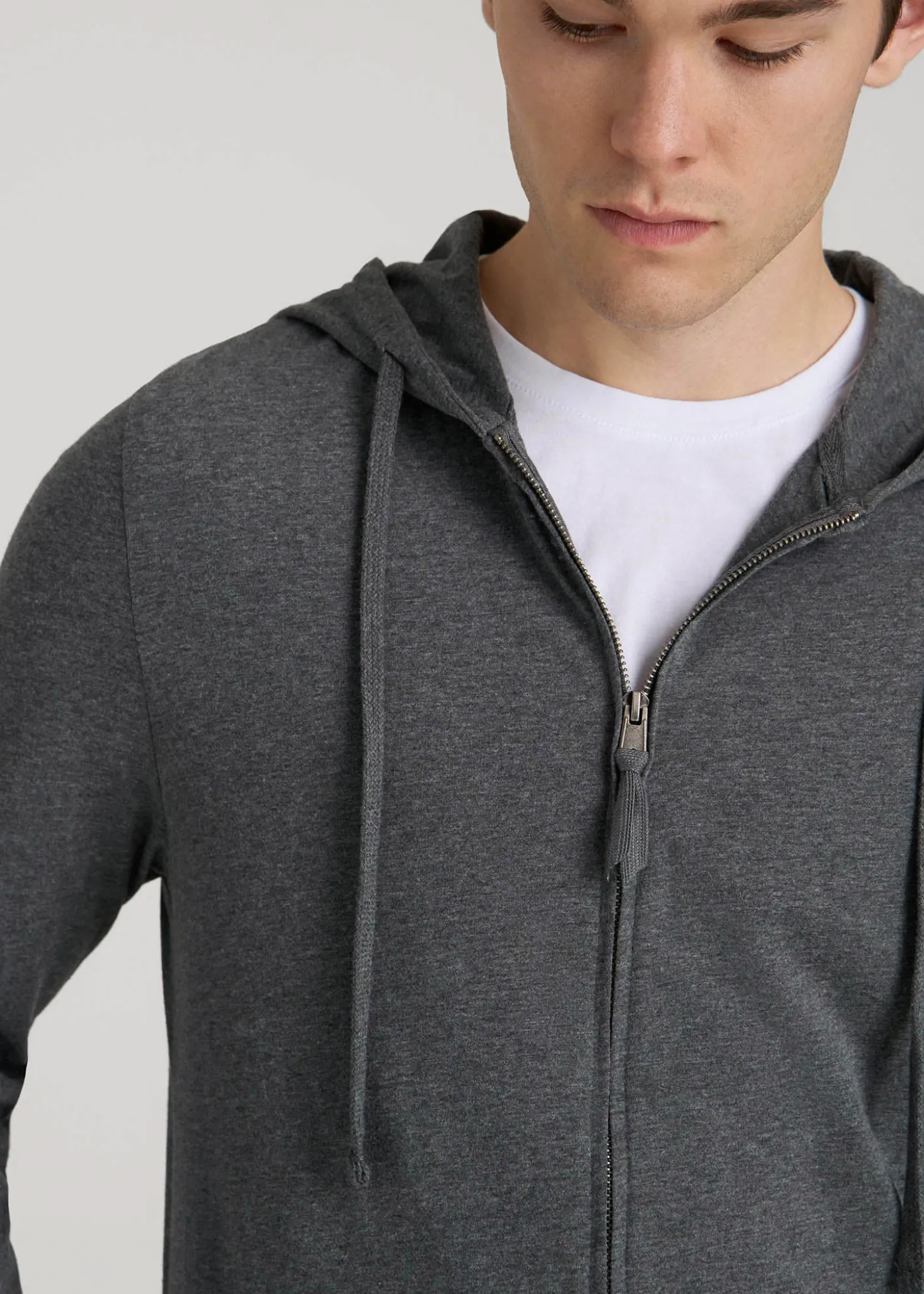 Long Sleeve Full Zip Jersey Hoodie for Tall Men