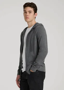 Long Sleeve Full Zip Jersey Hoodie for Tall Men
