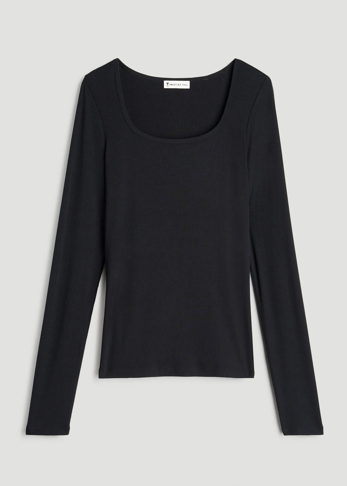 Long Sleeve Ribbed Square Neck Top for Tall Women