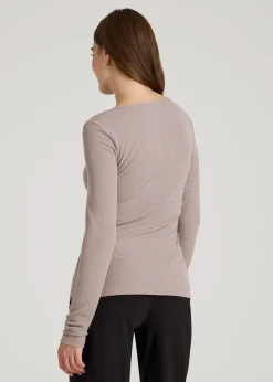 Long Sleeve Ribbed Square Neck Top for Tall Women
