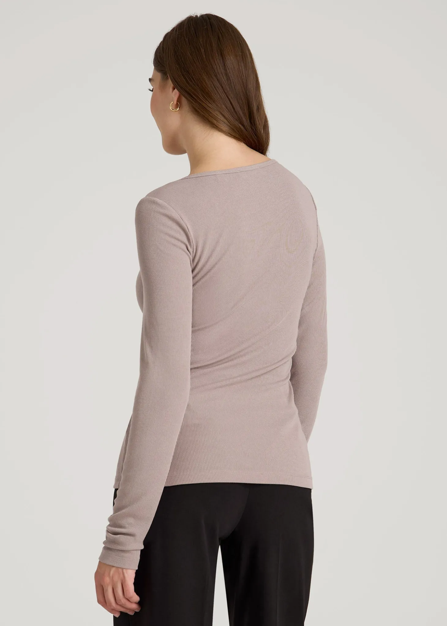 Long Sleeve Ribbed Square Neck Top for Tall Women