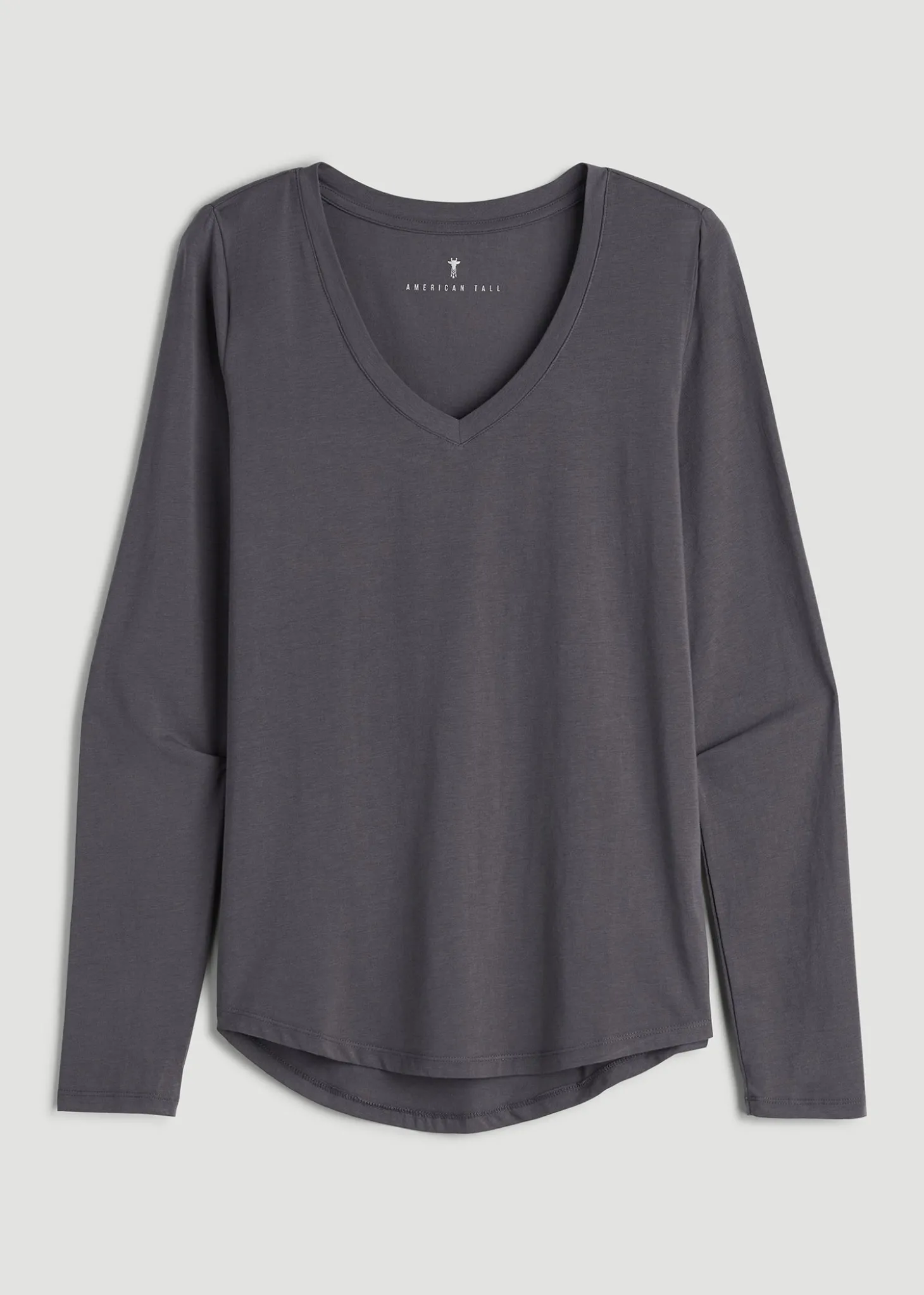 Long Sleeve Scoop V-Neck Tee Shirt for Tall Women