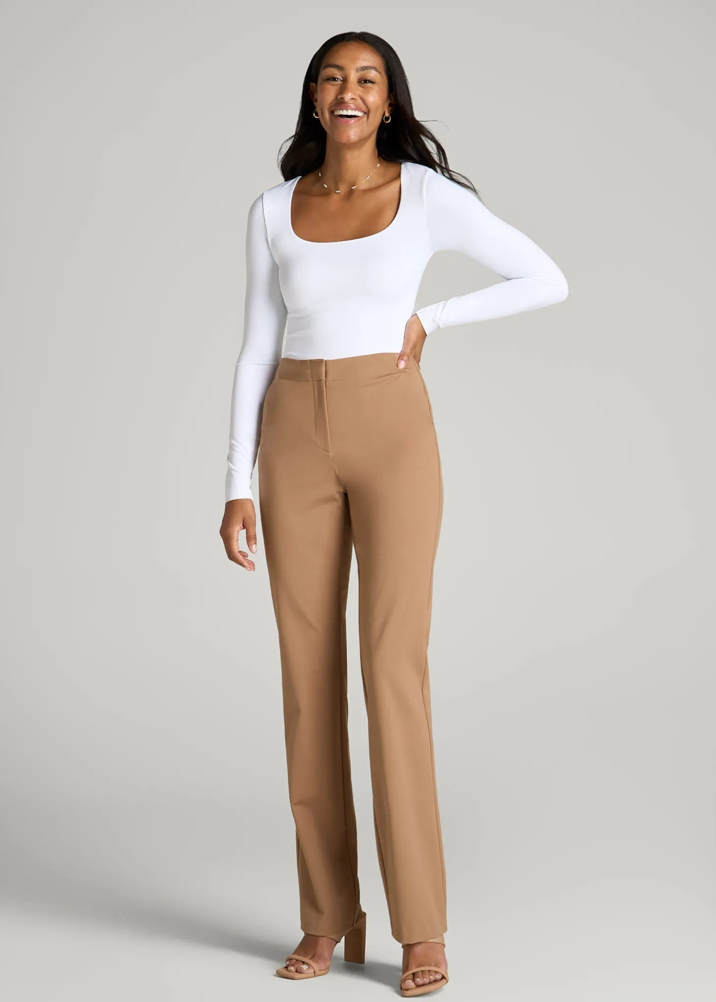 Long Sleeve Square Neck Bodysuit for Tall Women